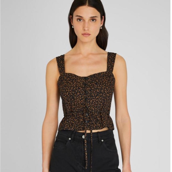 Club Monaco Tops - TOPS | CLUB MONACO WOMEN TIE TANK BROWN PRINT